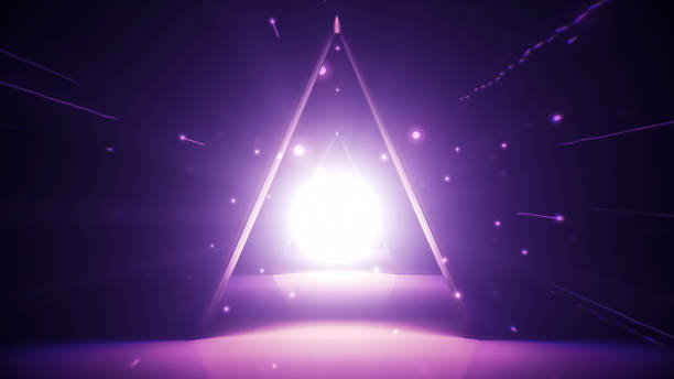 istock Flying forward in Dark Purple Pyramid Futuristic Tunnel 1434735739