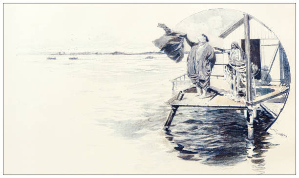 Antique image: Tunisian fishing in Bizerte, signal