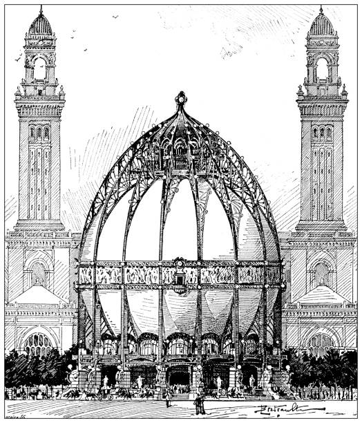 골동품 이미지 : reclus의 지구 지구본, 1900 년 박람회 - engraving eggs engraved image old fashioned stock illustrations