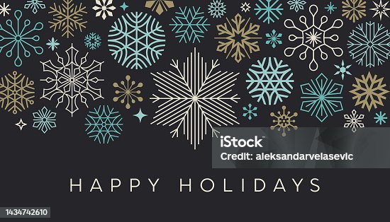 istock Modern Holiday, Christmas Snowflake Card 1434742610