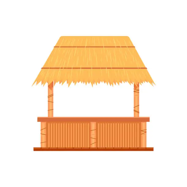 Vector illustration of Bamboo beach hut straw design wooden isolated vector illustration