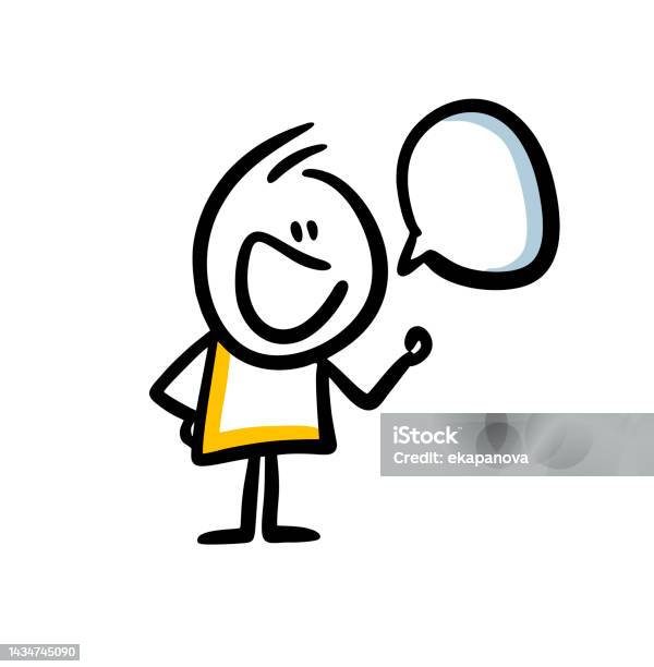 Character Talking Text Doodle Cartoon Character Talking With Comics Bubble Stock Illustration ...