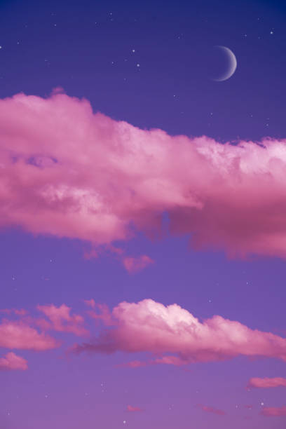 istock Purple sky with the moon 1434745124