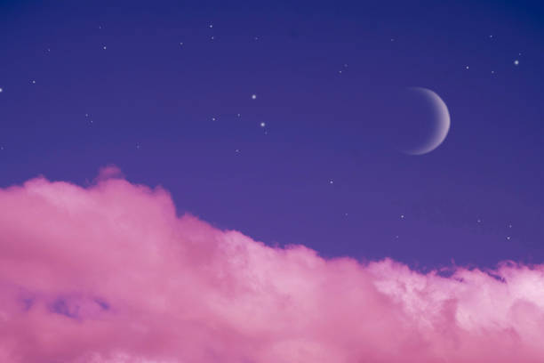 istock Purple sky with the moon 1434745804