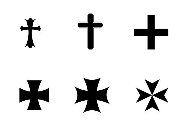 cross  set vector and illustration religion cross set vector and illustration byzantine icon stock illustrations