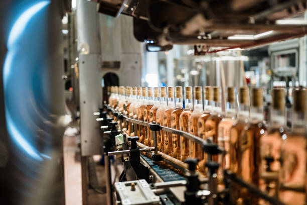 istock Industrial wine bottling production line 1434750128