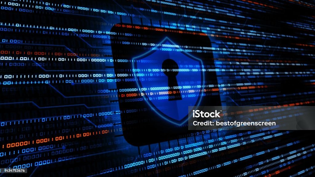 Binary Code Flow Shield Protection System Binary Code Cyber Security ...