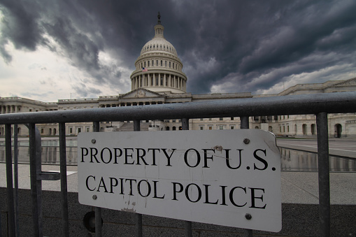 Capitol Police Sign - Capitol Building, Washington D.C. - Security Risk Post January 6th Riot