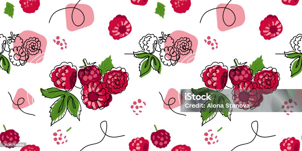Tessellations Patterns Raspberry Raspberry Vector Pattern One Continuous Line Art Drawing Of Raspberry ...