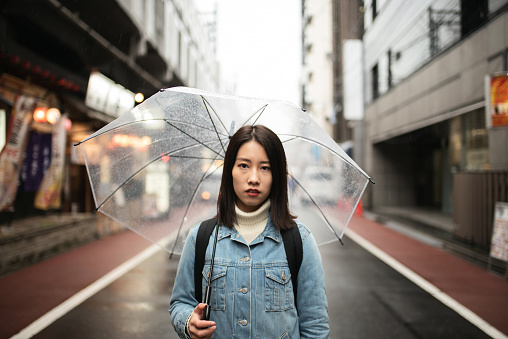 Young woman walking in Ueno, Tokyo, Japan