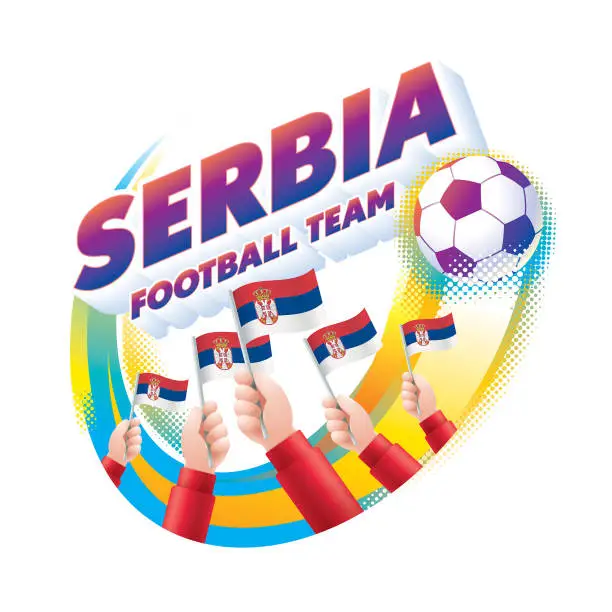 Vector illustration of Serbia Football Team Masthead Logo with National Flag of Serbia