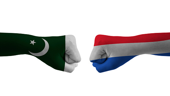 pakistan vs Netherlands hand flag cricket match