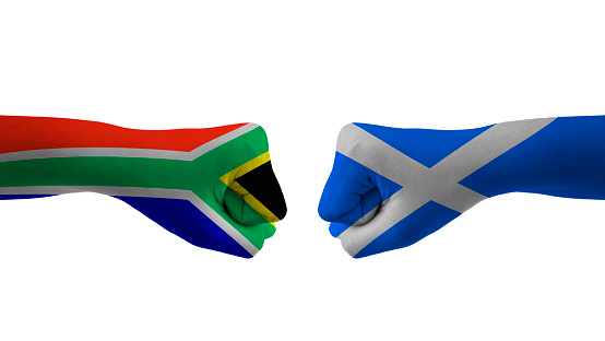 South Africa vs Scotland hand flag cricket match