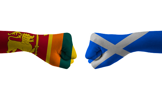 Sri Lanka vs Scotland hand flag cricket match