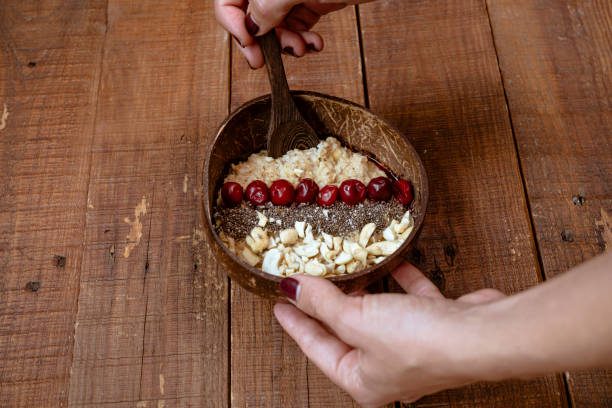 istock Vegan oatmeal with chia seeds and nuts 1434762126