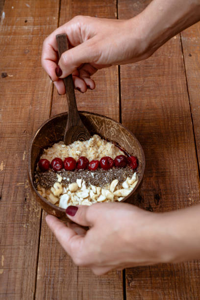 istock Vegan oatmeal with chia seeds and nuts 1434762332