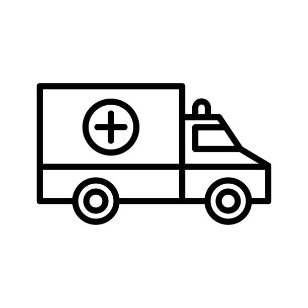 구급차 차량 아이콘입니다. 응급 자동차, 약 밴, 케어 의료 지원. - ambulance mini van speed emergency sign stock illustrations