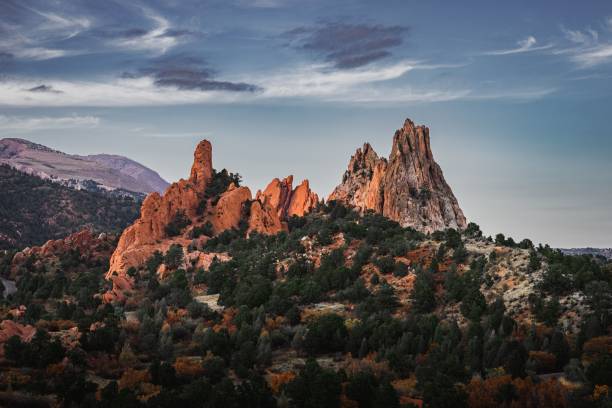 istock Beautiful view of rock formations with trees in the foreground 1434772155