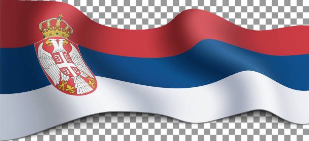 ilustrações de stock, clip art, desenhos animados e ícones de long flag of serbia on a transparent background. - bandeira da sérvia