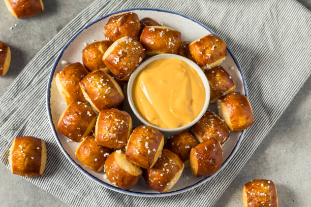Homemade Small Pretzel Bites Homemade Small Pretzel Bites with Beer Cheese pretzel stock pictures, royalty-free photos & images