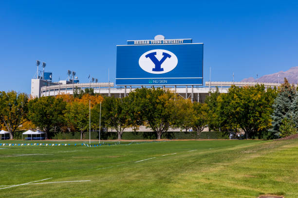 LaVell Edwards Stadium on the campus of Brigham Young University in Provo, Utah Provo, UT - October 2022: LaVell Edwards Stadium on the campus of Brigham Young University in Provo, Utah brigham young university stock pictures, royalty-free photos & images