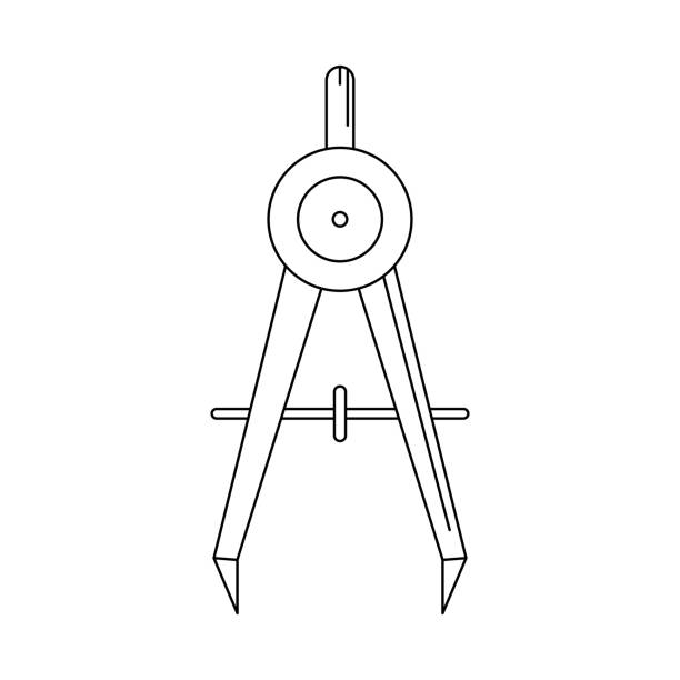 コンパス アイコンの描画。手のひらツールの線形アイコン。ベクターイラストレーション。区切り線ツールアイコン - drawing compass caliper computer icon work tool点のイラスト素材／クリップアート素材／マンガ素材／アイコン素材