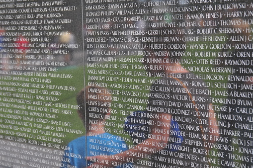 Reflection on Vietnams Veterans Memorial wall