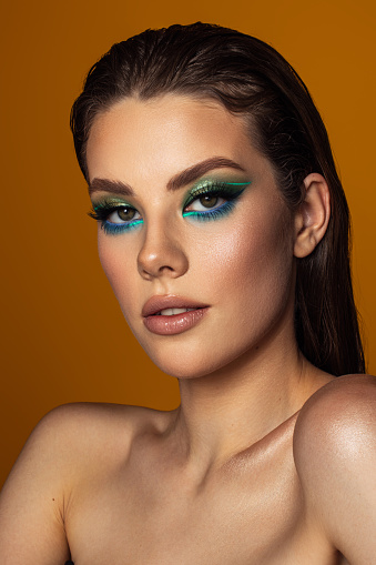 Beautiful woman with bright make-up