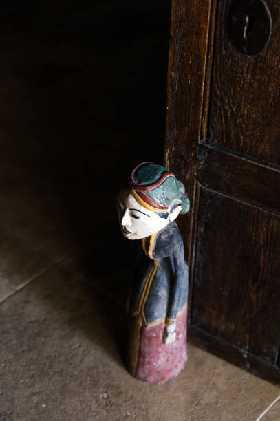 Young woman in front of one of the doors of the cathedral in the city of Buenos Aires in Argentina