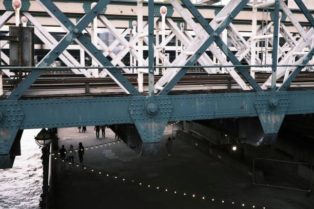 istock Architectural steel bridge over the river 1434788712