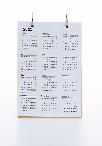 2023 calendar on white background.