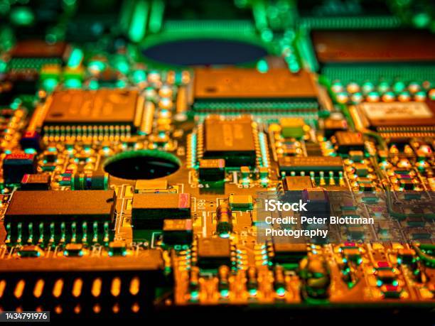 Hightech Computer Board With Chips Used For Rapid Calculations Stock Photo - Download Image Now