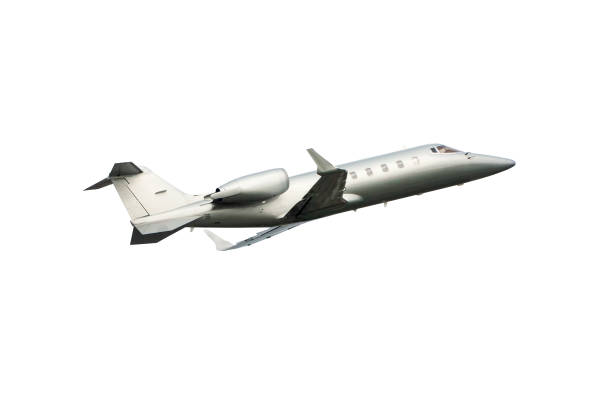 istock Private jet flies isolated on white background 1434792234