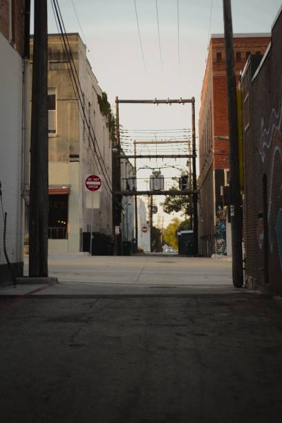istock Vertical shot of an empty town alleyway 1434798068