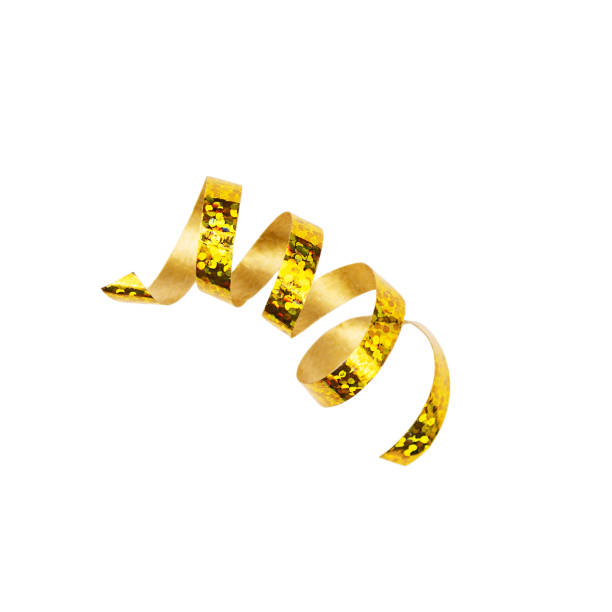 istock Golden serpentine streamer isolated on white background. 1434798904
