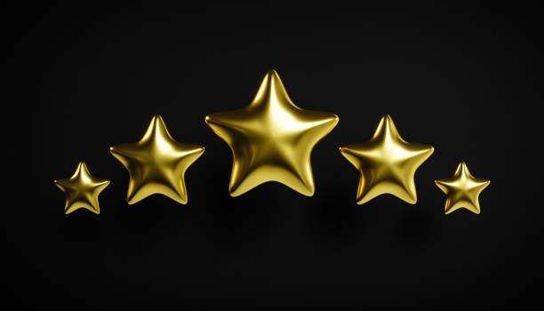 istock Five gold stars against dark background 1434804286