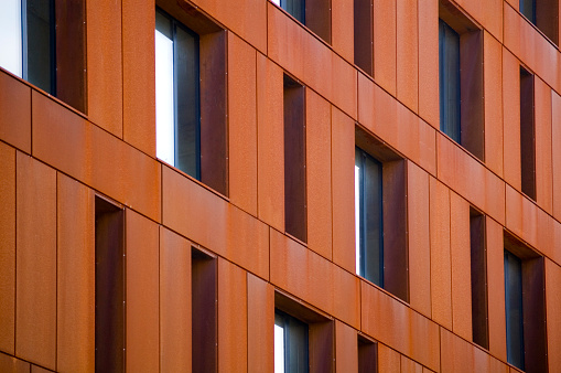 Detail of modern architecture corten building.