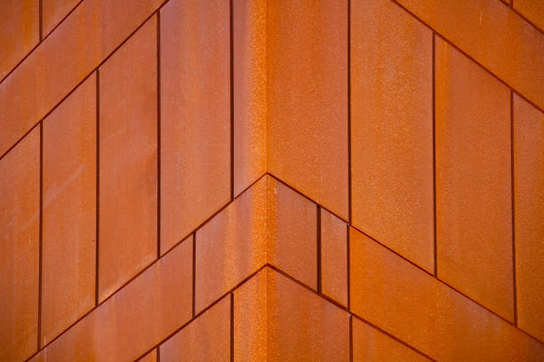 Detail of modern architecture corten building.