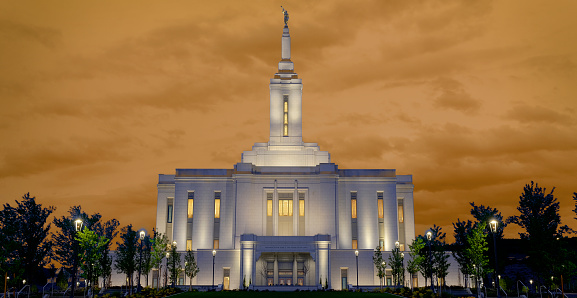 Pocatello Idaho LDS Temple building Mormon Church of Jesus Christ sacred religious religion building morning sunrise
