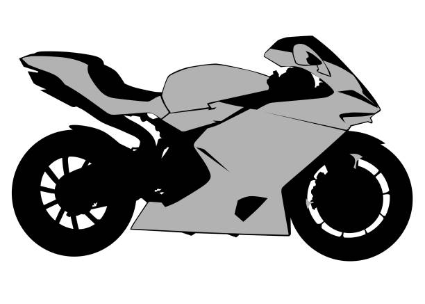 レトロなモーターバイク - motorcycle motocross biker moped点のイラスト素材／クリップアート素材／マンガ素材／アイコン素材