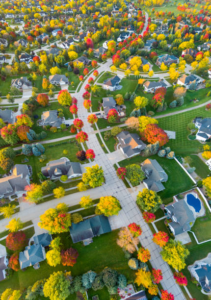 istock Magnificent Fall colors in idyllic neighborhood 1434811682