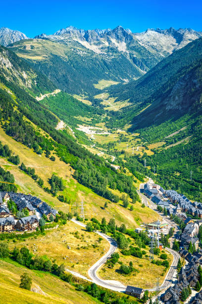 Pyrenees mountain, Spain, Val d'Aran summer landscape stock photo