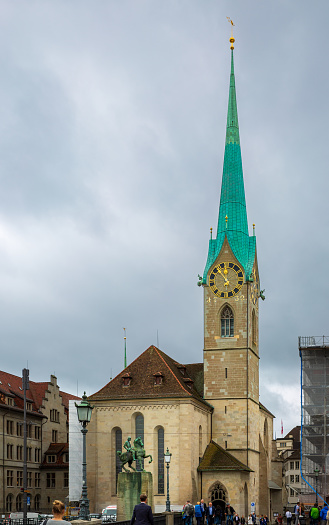 Front view of the Faumunster church in Zurich, Switzerland