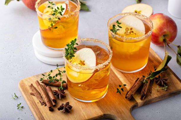 istock Hard apple cider cocktail with cinnamon and thyme, fall drink 1434820978