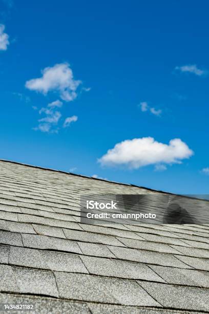 Newly Installed Architectural Shingles On A Residential Home Sky In Background Stock Photo - Download Image Now