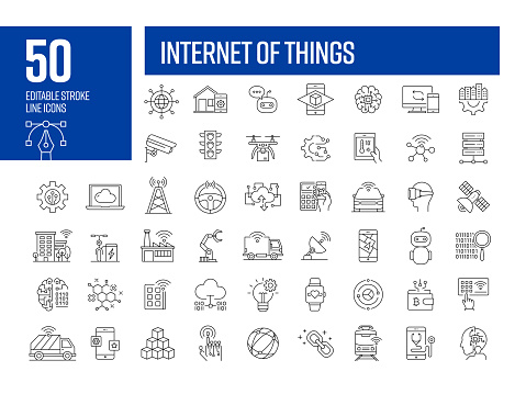 Internet of Things Line Icons. Editable Stroke Vector Icons Collection.