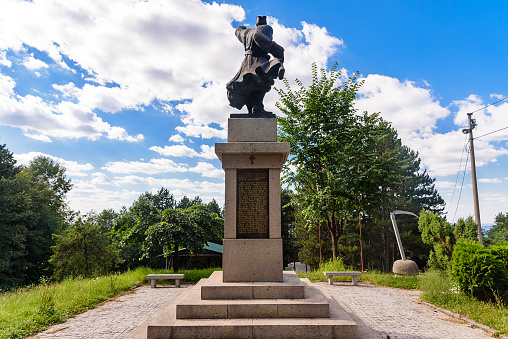 Rajac, Serbia - July 13, 2022: The monument on Rajac, on Suvobor Mountain, was erected by the \