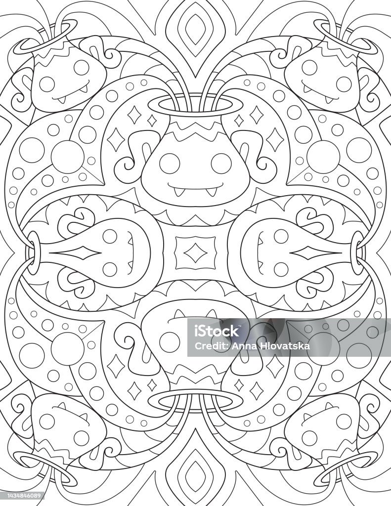 Halloween Pattern Design Coluring Halloween Patterns Coloring Book Stock Illustration - Download Image ...