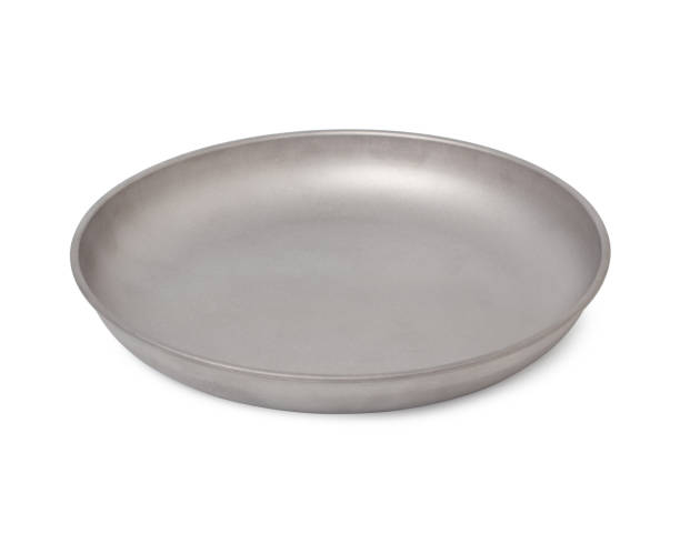 istock Dish plate titanium metal cookware for mountain camping, With clipping path. 1434866401