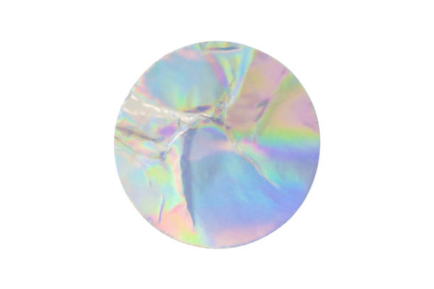 istock Blank round adhesive holographic foil sticker label isolated on white background 1434866567